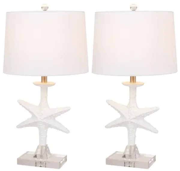28" White Starfish Table Lamp (Set of 2)