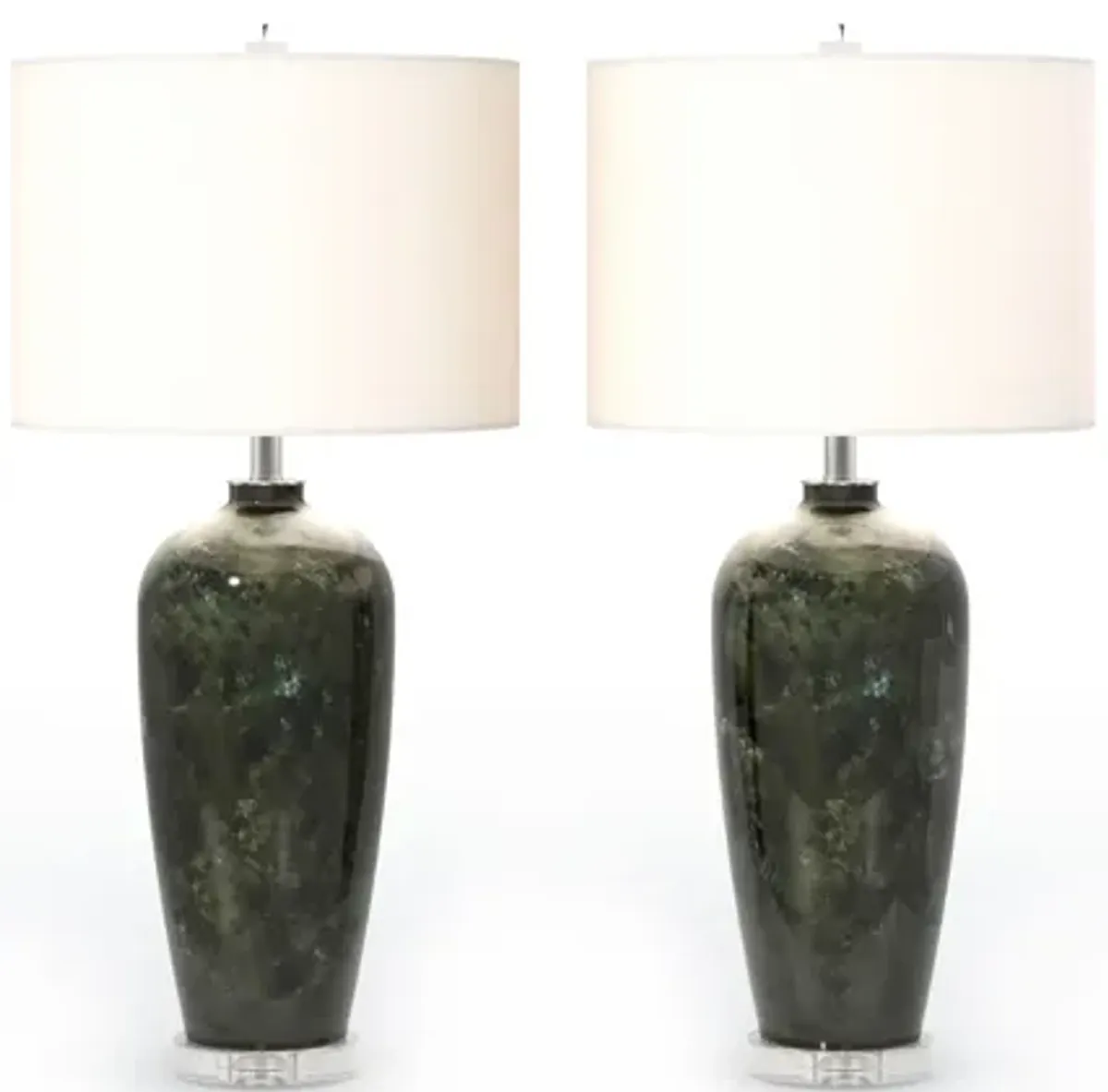 Eclipse 31" Green and Black Tones Glass Table Lamp (Set of 2)
