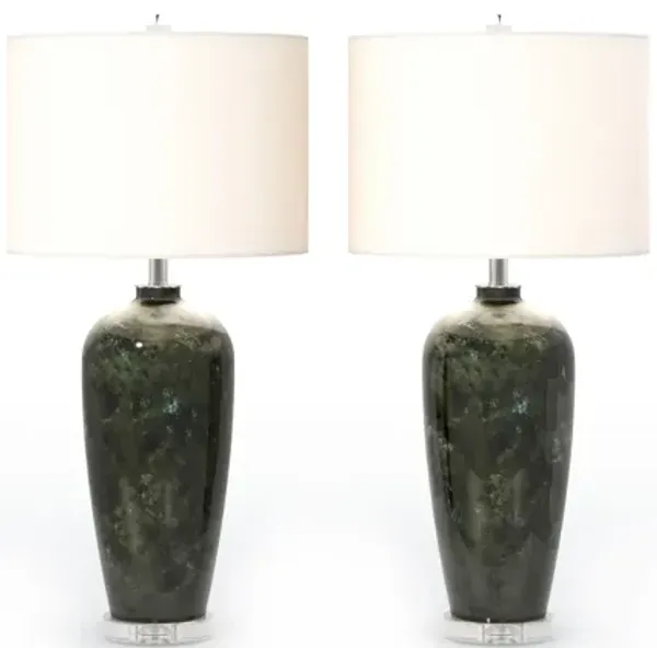 Eclipse 31" Green and Black Tones Glass Table Lamp (Set of 2)