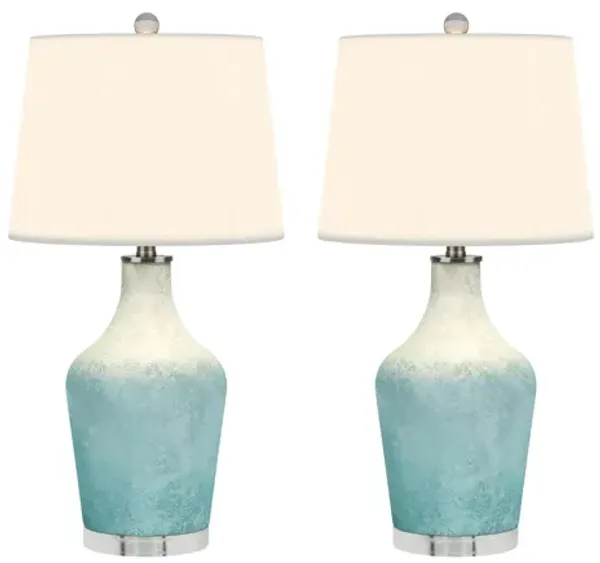 Mist 26.5" Aqua Glass Table Lamp (Set of 2)