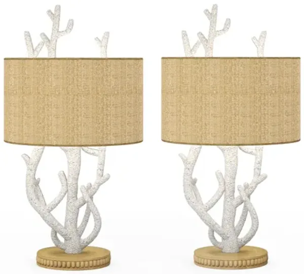 Coral 28" White Resin Table Lamp (Set of 2)