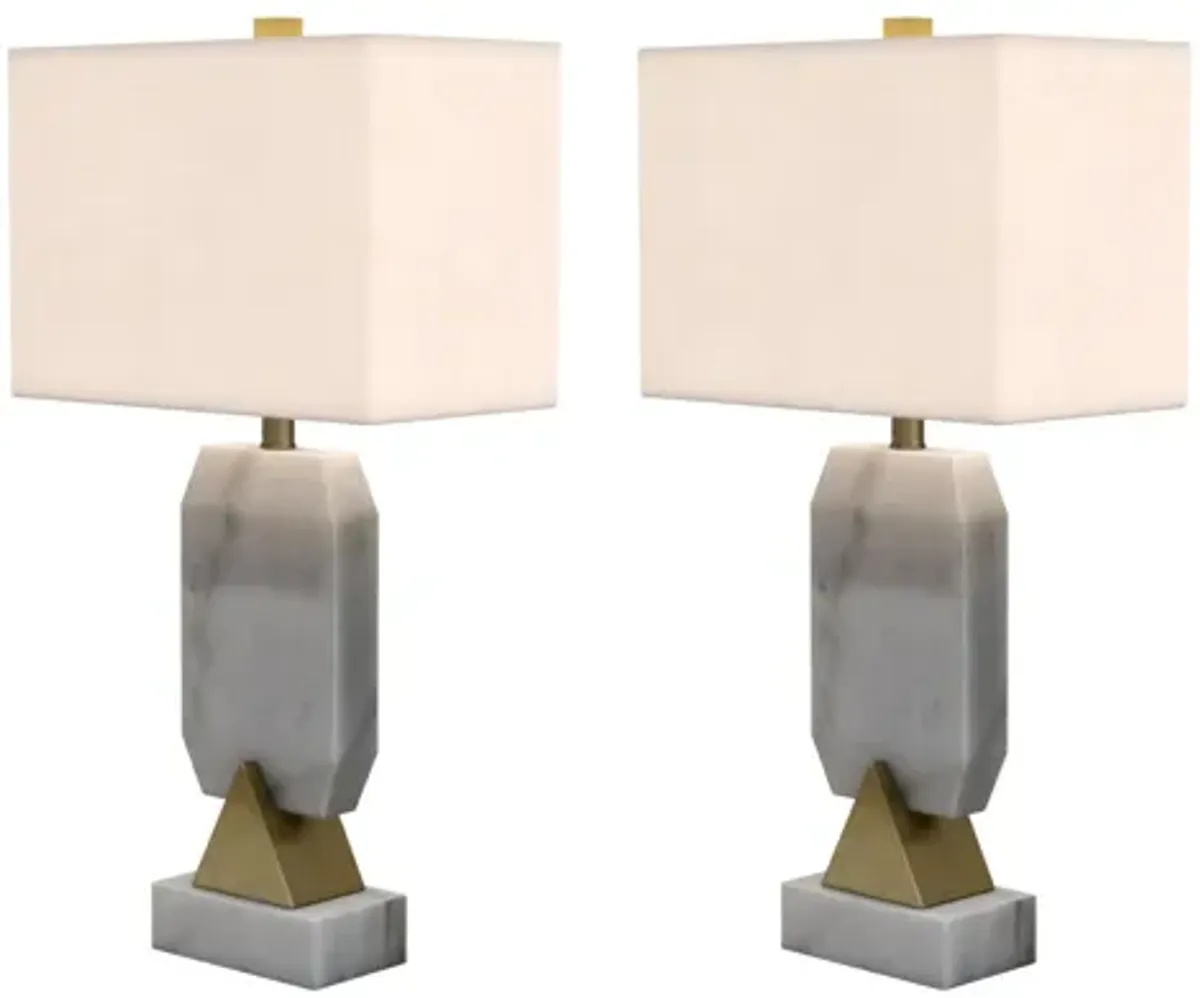 Elizabeth 27" White Marble & Gold Table Lamps (Set of 2)