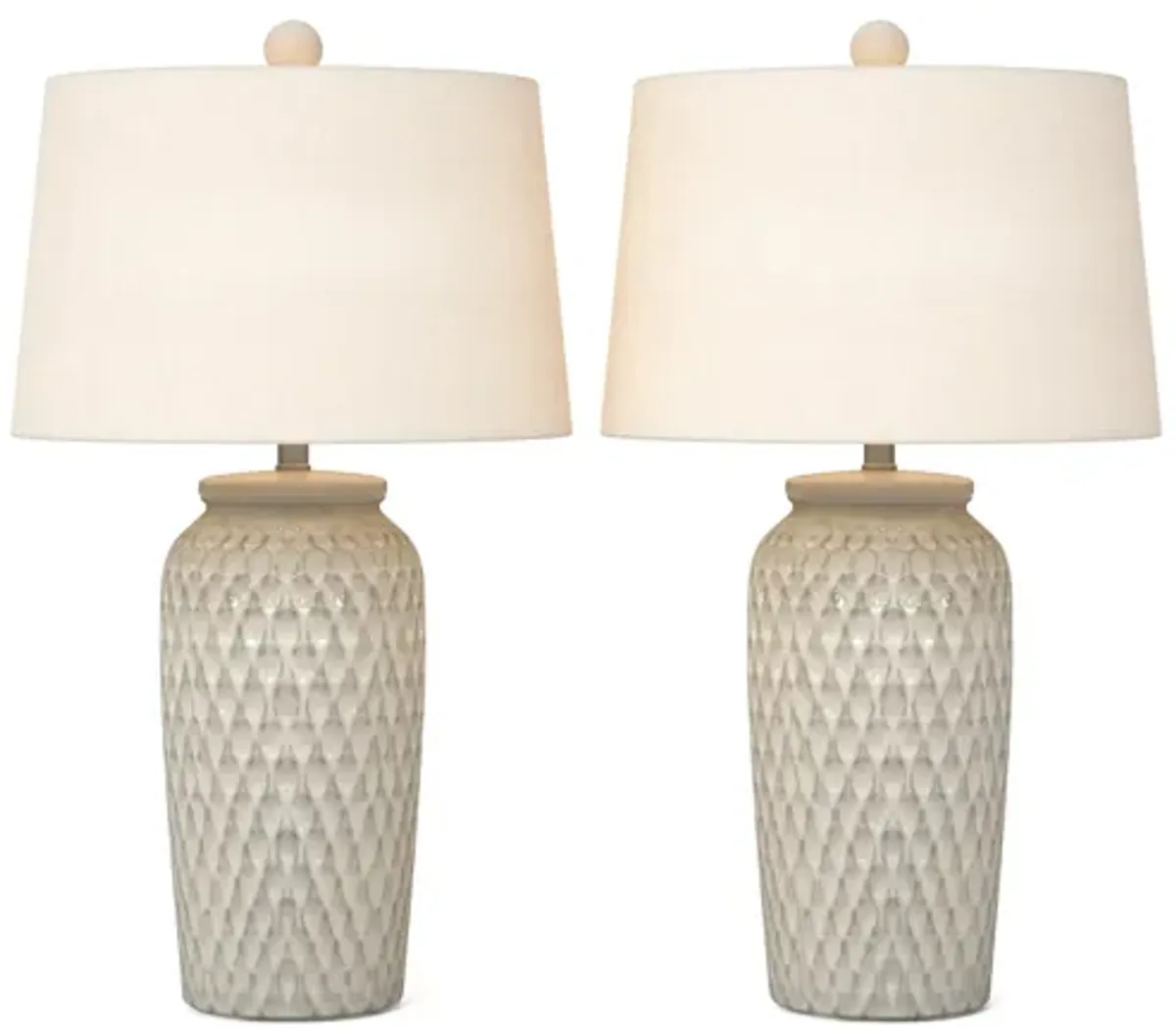 Luna 27" White Ceramic Table Lamp w/ Gentle Distressing (Set of 2)