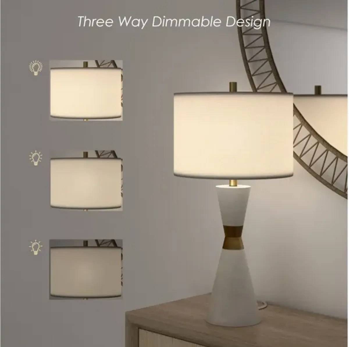 Hourglass 30.5" White Resin & Metal Table Lamps (Set of 2 Contemporary)