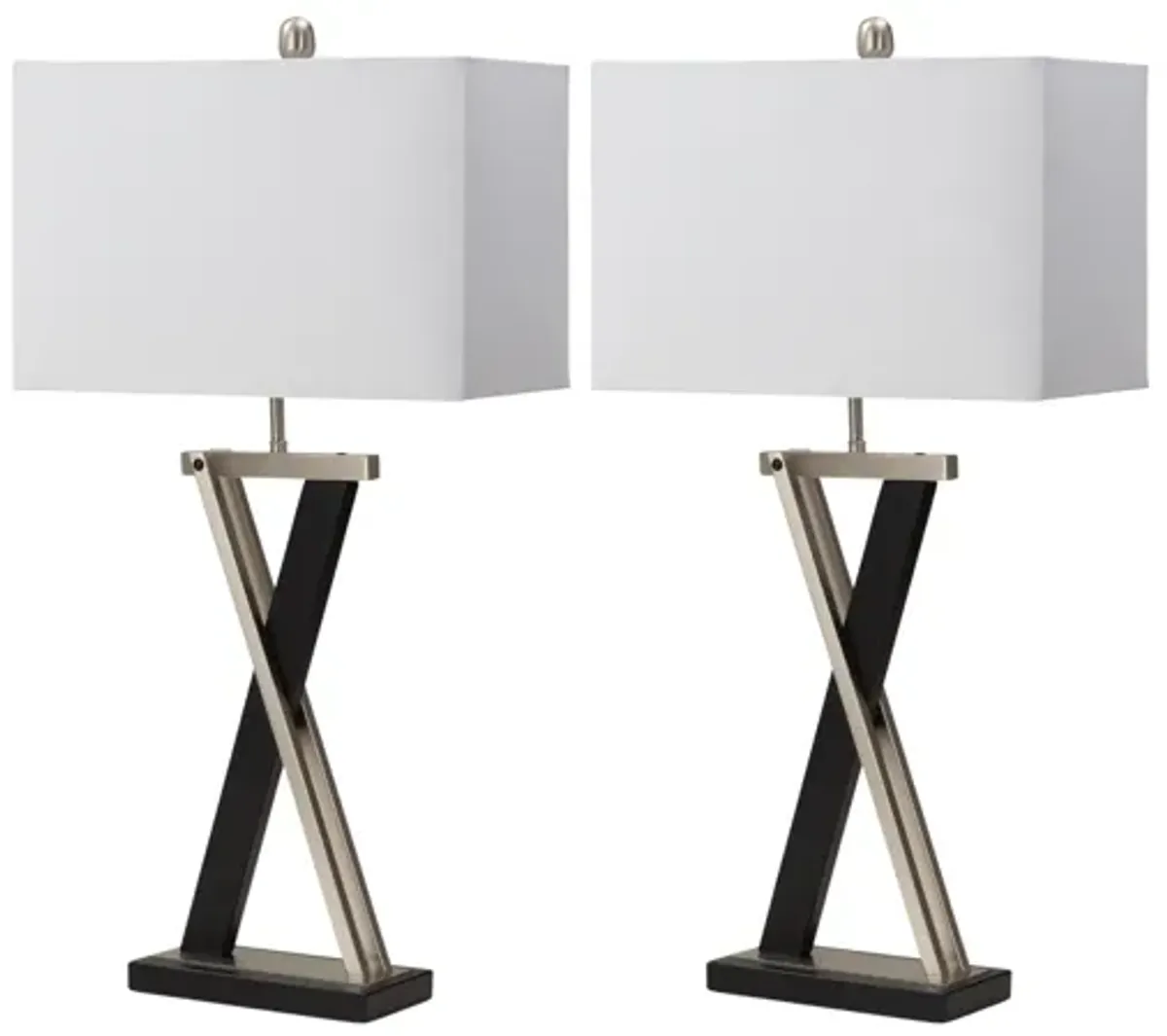 Lux Lighting Modern Sleek Metal Table Lamps (Set of 2)