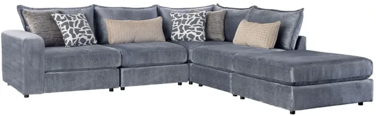 DreamTwo Steel 5-Piece Sectional with Left Arm Facing Chair with Ottoman