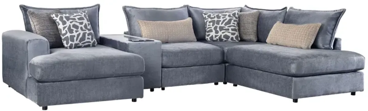 DreamTwo Steel 5-Piece Console Sectional with Left Arm Facing Chaise