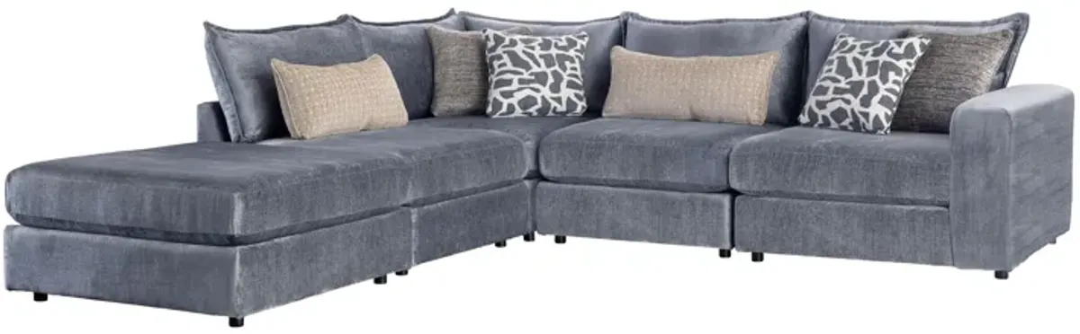 DreamTwo Steel 5-Piece Sectional with Right Arm Facing Chair with Ottoman