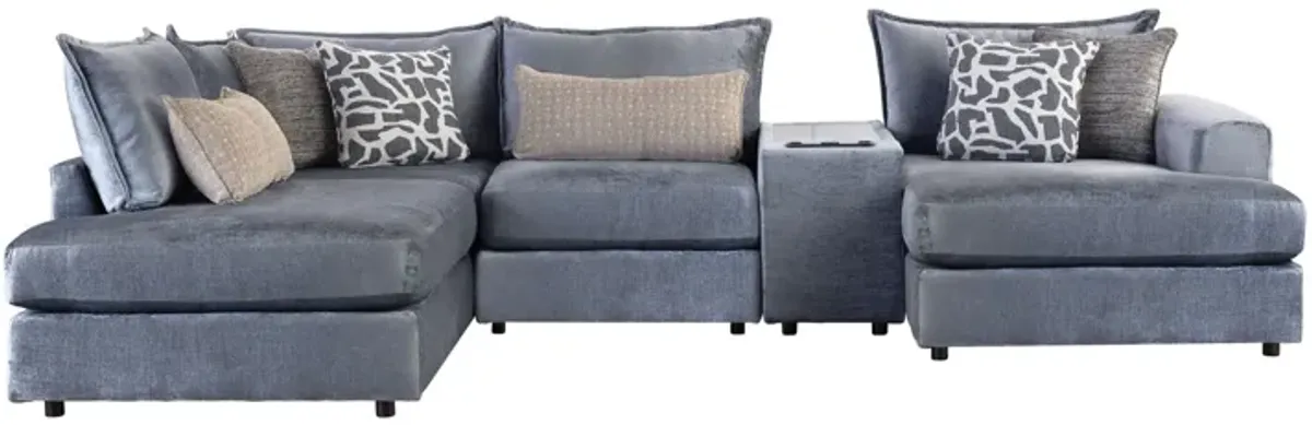 DreamTwo Steel 5-Piece Console Sectional with Right Arm Facing Chaise