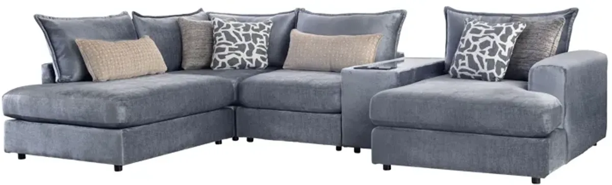 DreamTwo Steel 5-Piece Console Sectional with Right Arm Facing Chaise