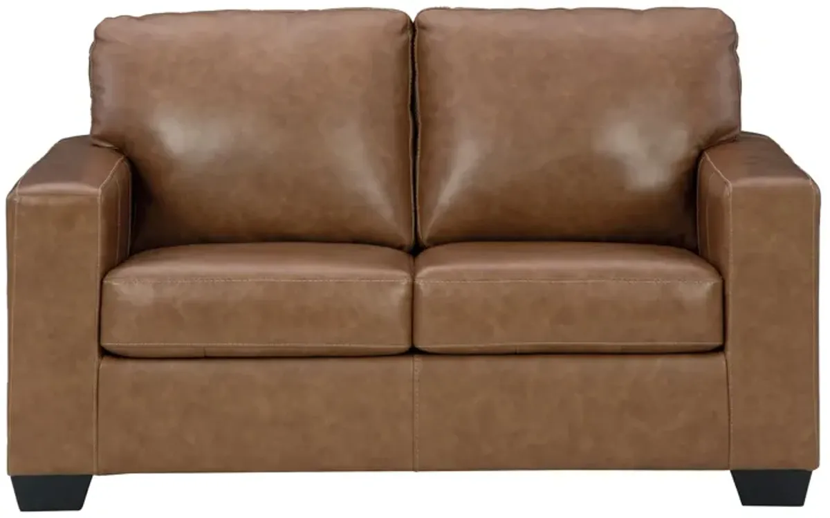 Baker Caramel Leather Loveseat