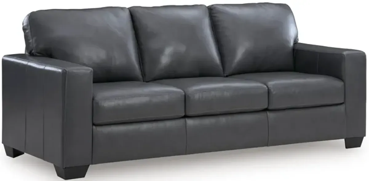 Baker Blue Leather Queen Sleeper Sofa