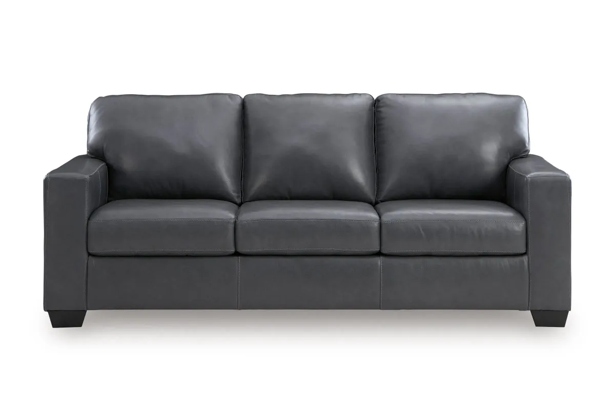 Baker Blue Leather Queen Sleeper Sofa
