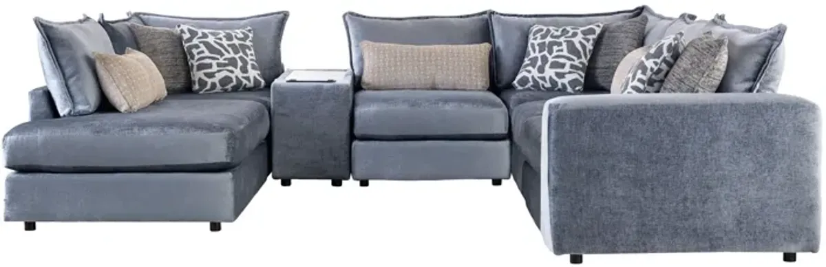 DreamTwo Steel 7-Piece Console Sectional with Left Arm Facing Bump Chaise