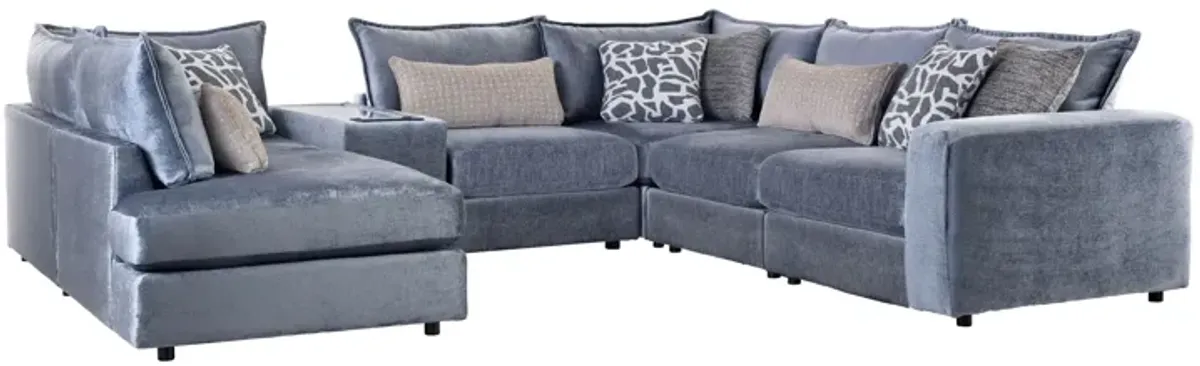 DreamTwo Steel 7-Piece Console Sectional with Left Arm Facing Bump Chaise