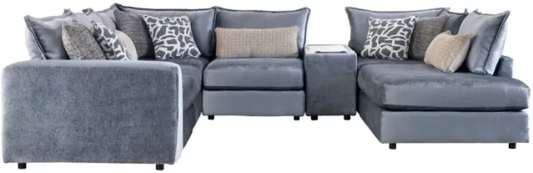 DreamTwo Steel 7-Piece Console Sectional with Right Arm Facing Bump Chaise