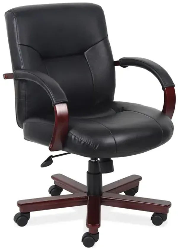 Spencer Executive Mid Back w/Mahogany Frame & Base