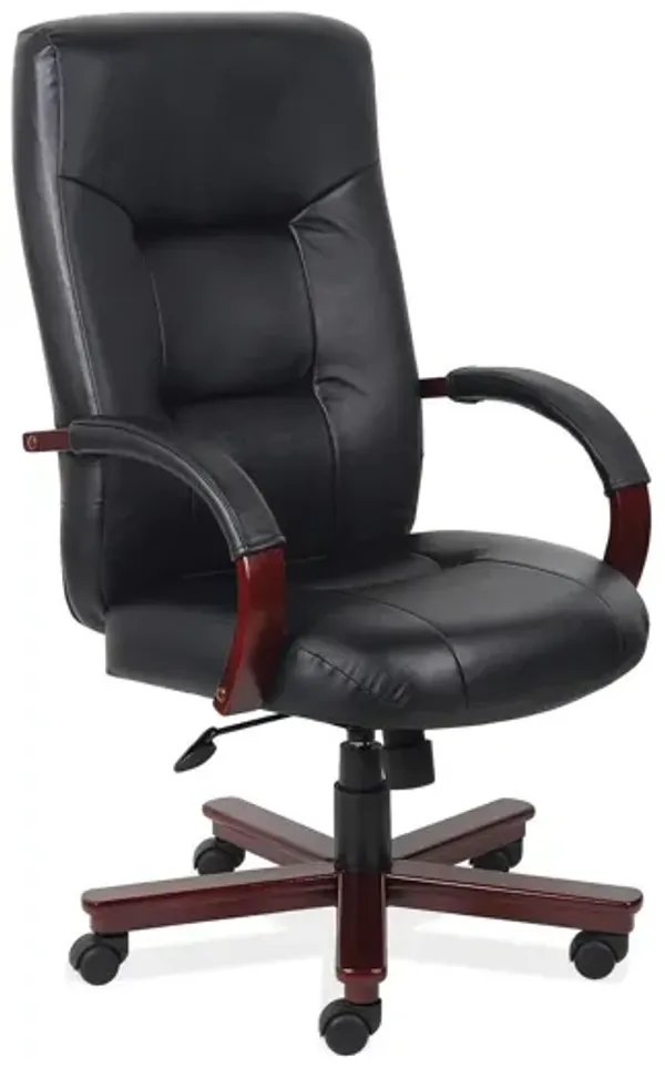 Spencer Executive High Back w/Mahogany Frame & Base