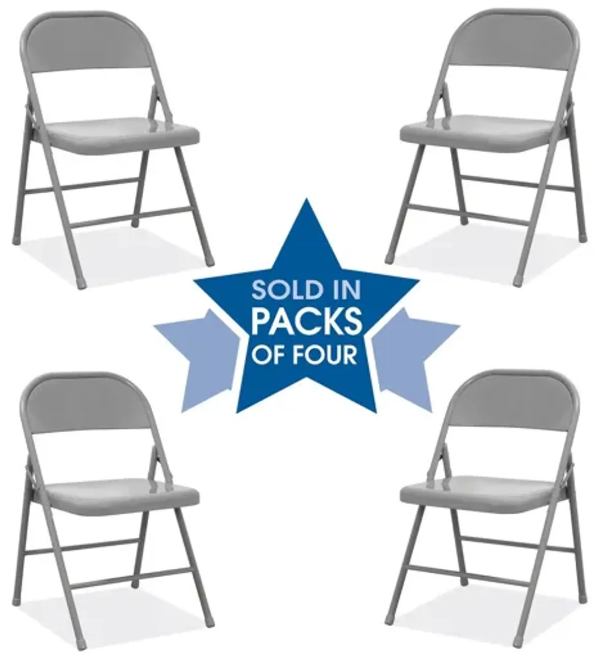 OfficeSource Grey Steel Folding Chairs (Set of 4)