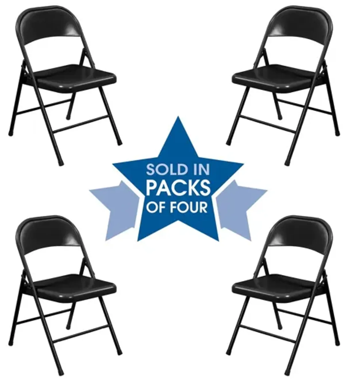 OfficeSource Black Steel Folding Chairs (Set of 4)