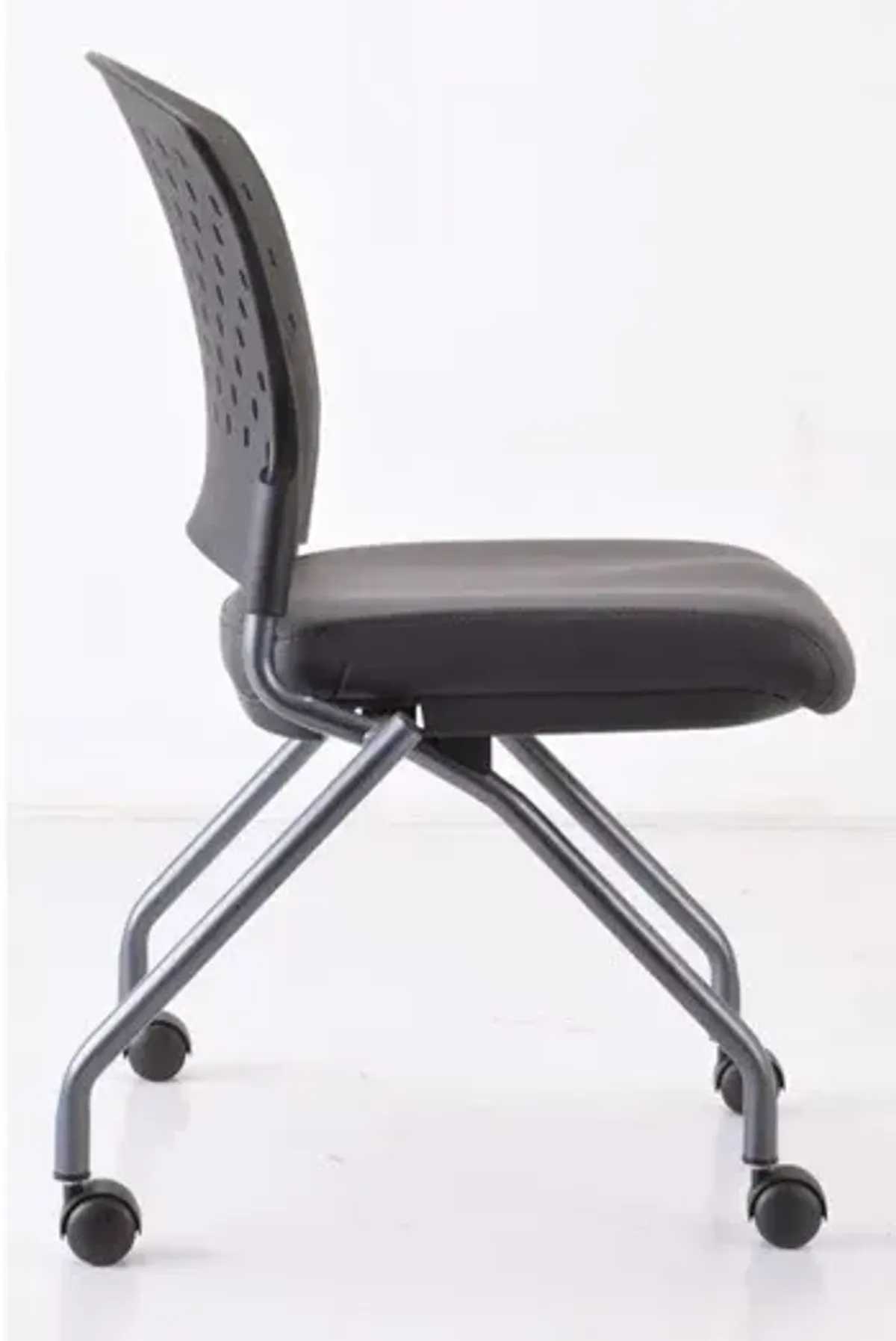 Perch Armless Nesting Chair with Casters, Titanium Frame