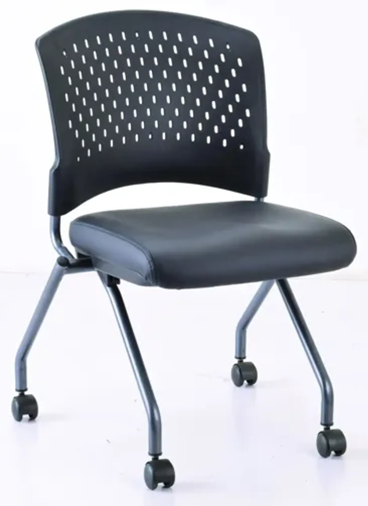 Perch Armless Nesting Chair with Casters, Titanium Frame