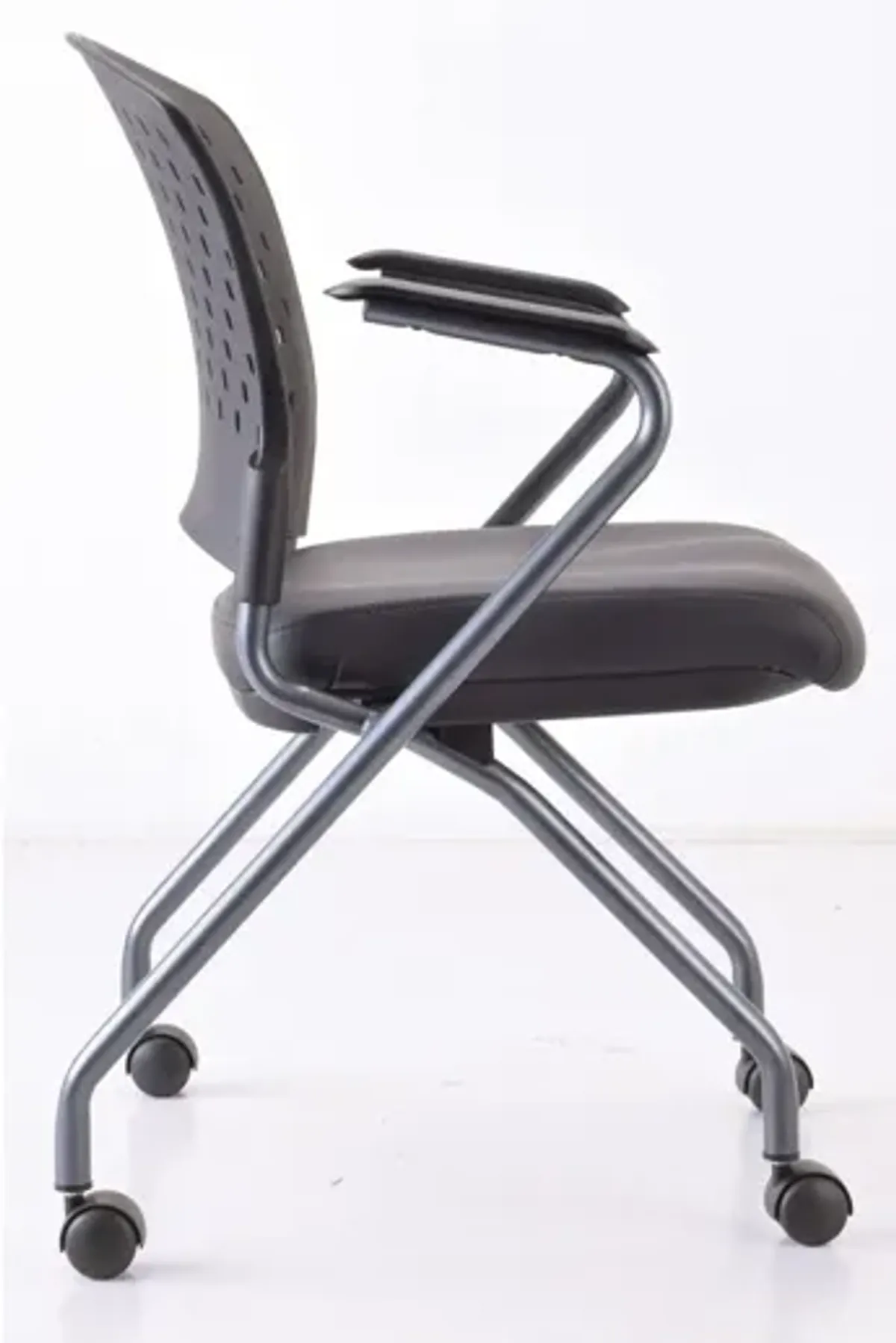 Perch Nesting Chair with Arms and Casters, Titanium Frame