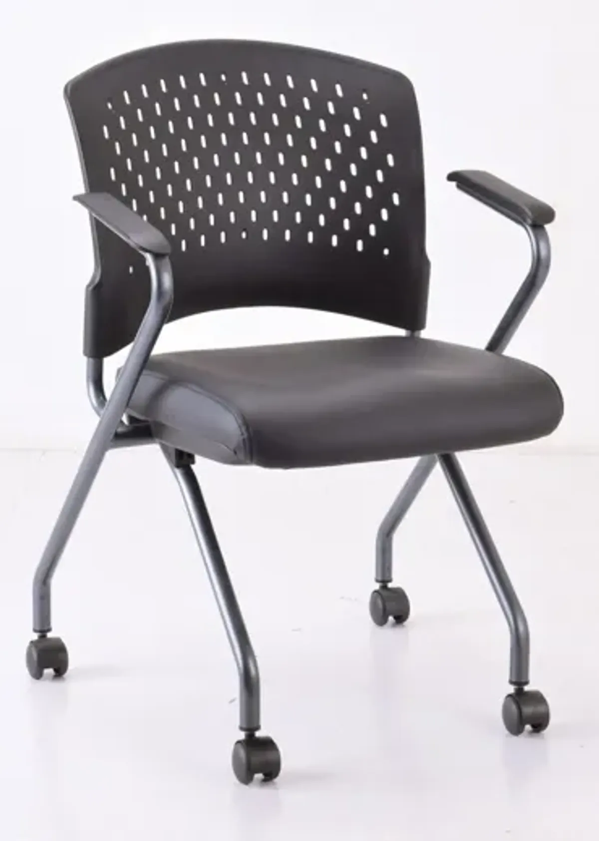 Perch Nesting Chair with Arms and Casters, Titanium Frame