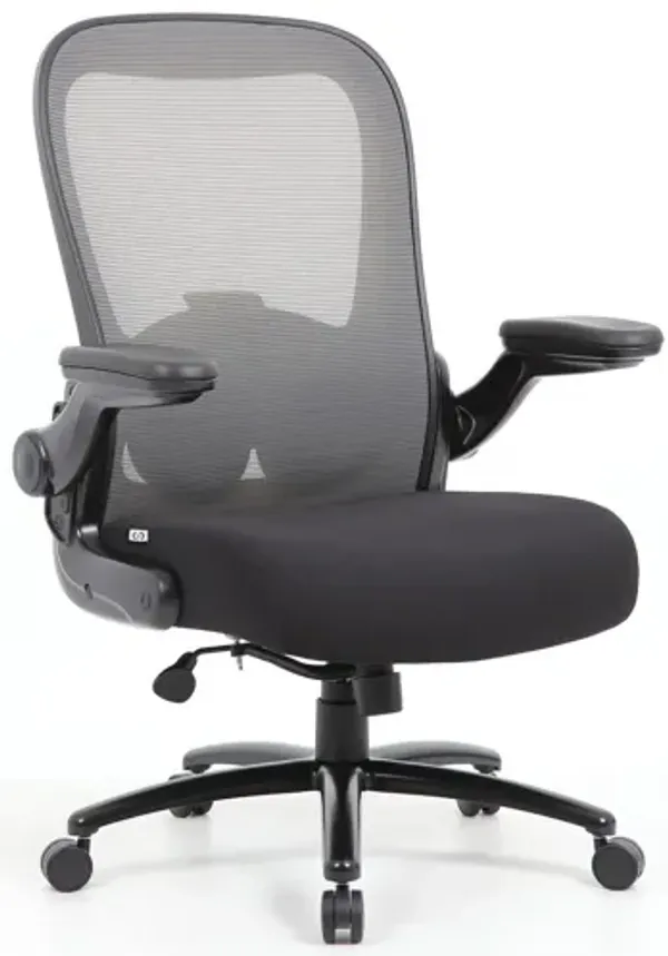 OfficeSource | Ryde | Big & Tall High Back Mesh Task Chair with Flip Arm