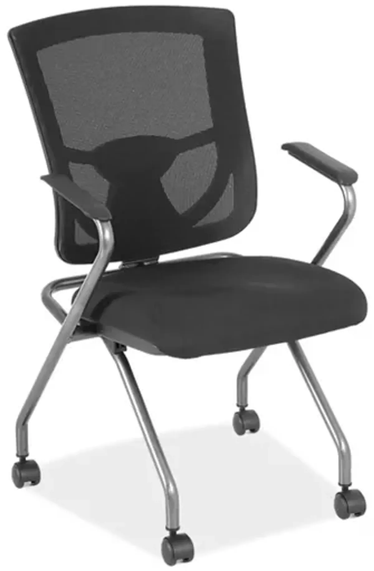 OfficeSource | CoolMesh Pro Collection | Mesh Back Nesting Chair with Upholstered Seat and Titanium Frame