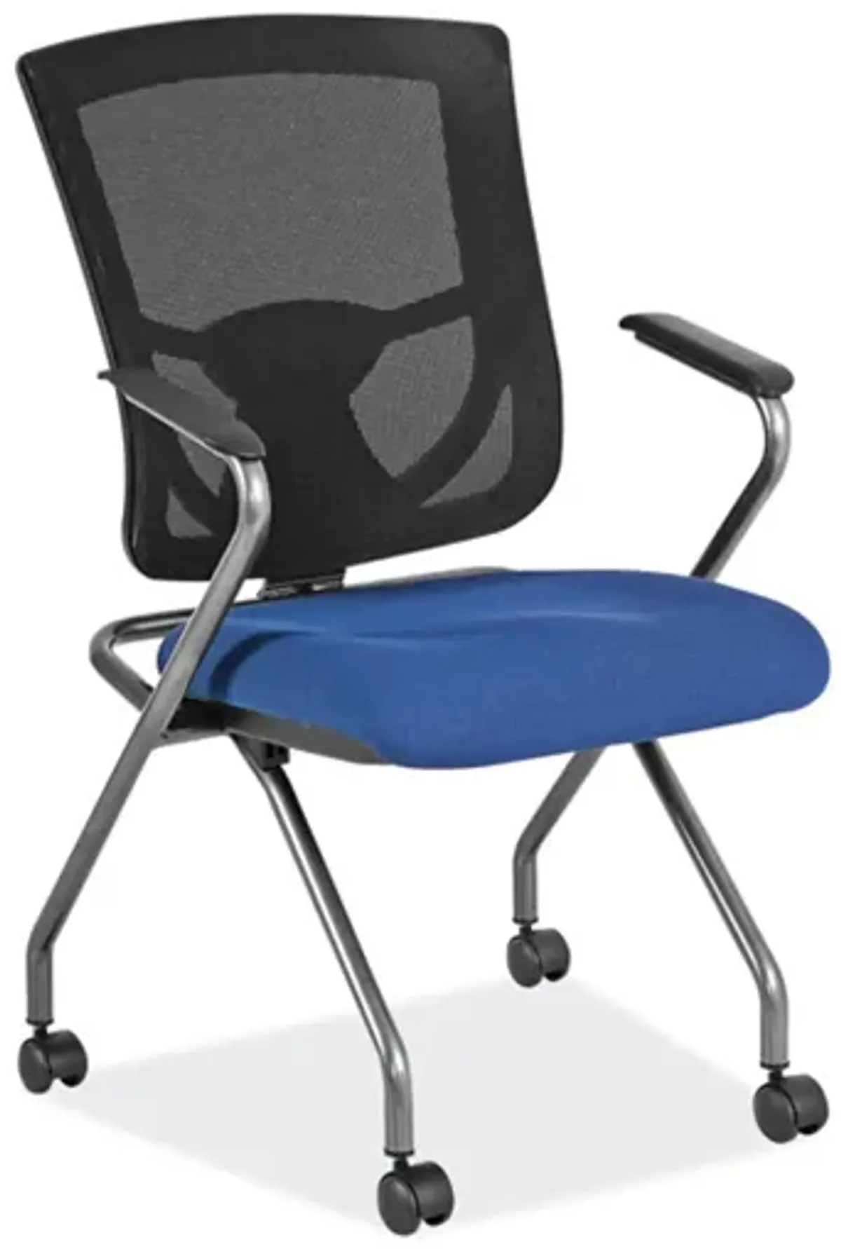 OfficeSource | CoolMesh Pro Collection | Mesh Back Nesting Chair with Upholstered Seat and Titanium Frame