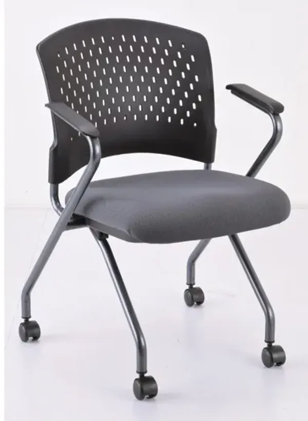 OfficeSource | Perch | Nesting Chair with Arms and Casters - Fabric