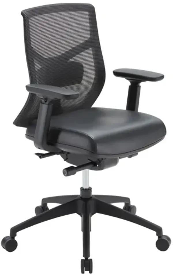 OfficeSource Starlight Mid Back Luxe Task Chair with Black Frame and Seat Slider