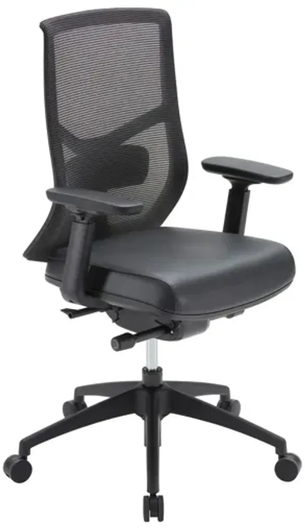 OfficeSource Starlight High Back Luxe Task Chair with Black Frame and Seat Slider