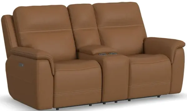 Stephen Brown Leather Triple Power Reclining Console Loveseat