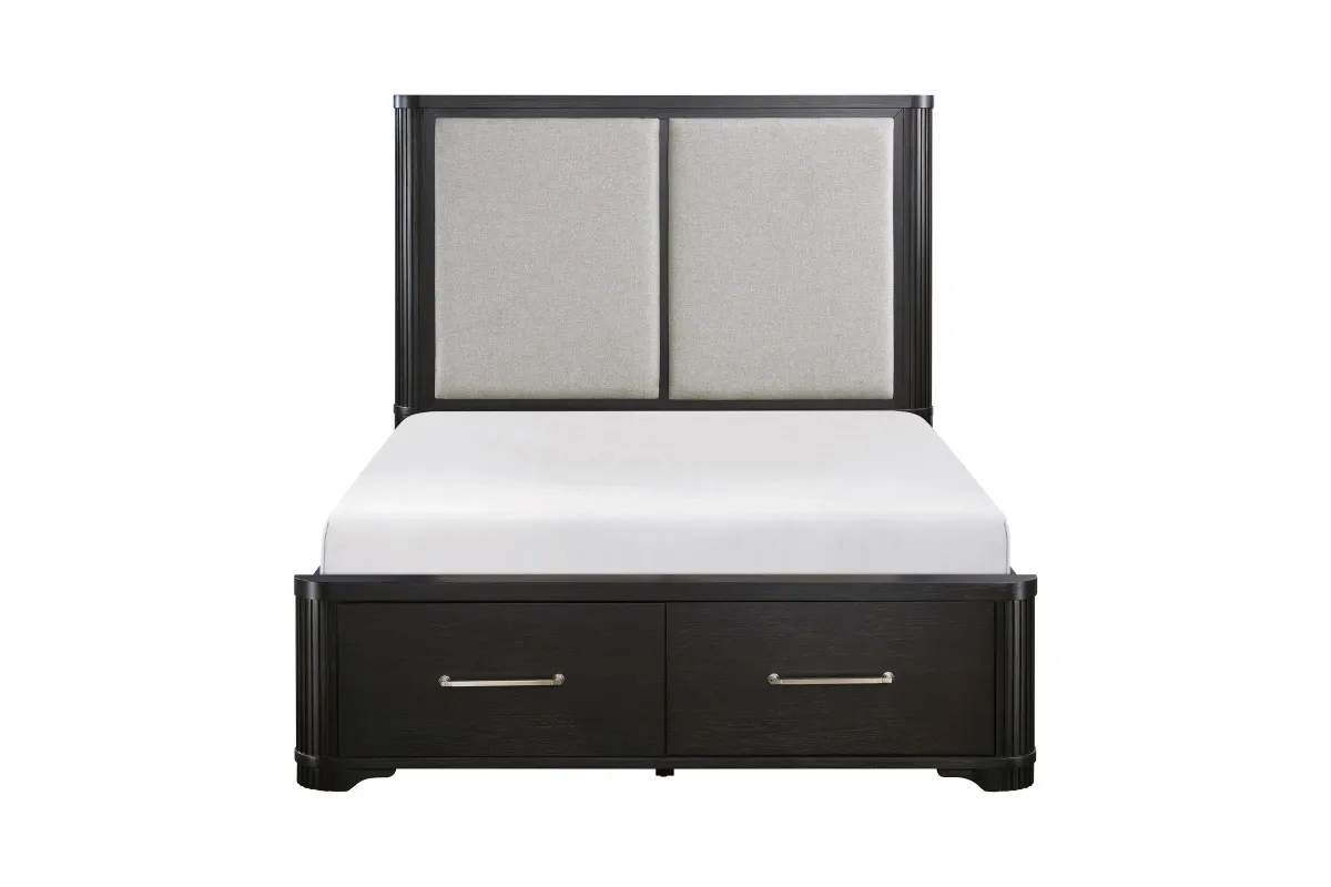 Gilbert King Platform Bed with Footboard Storage - Charcoal