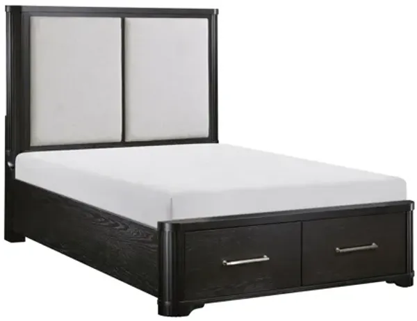 Gilbert Queen Platform Bed with Footboard Storage - Charcoal