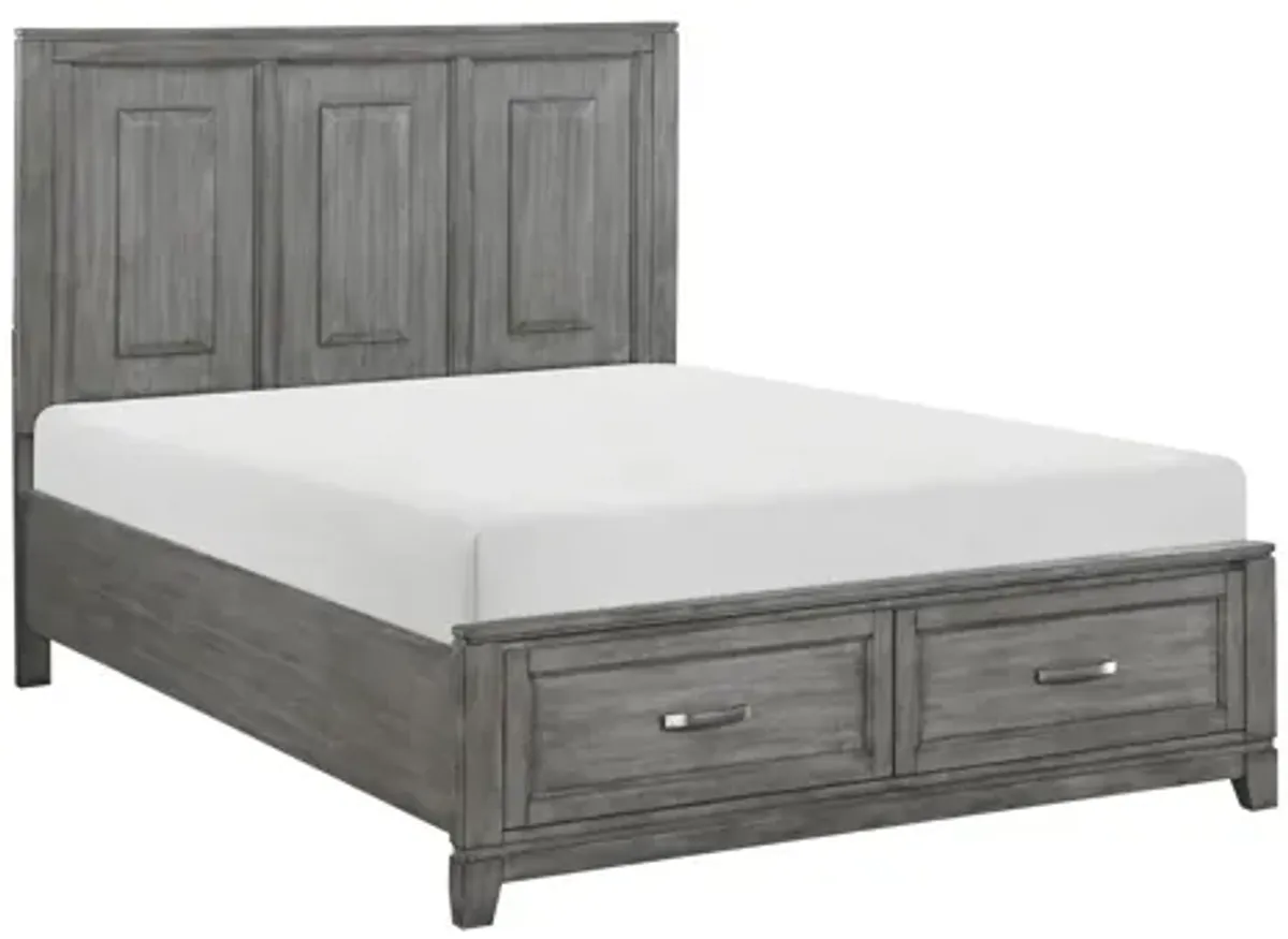 Garretson Queen Platform Bed with Footboard Storage - Gray