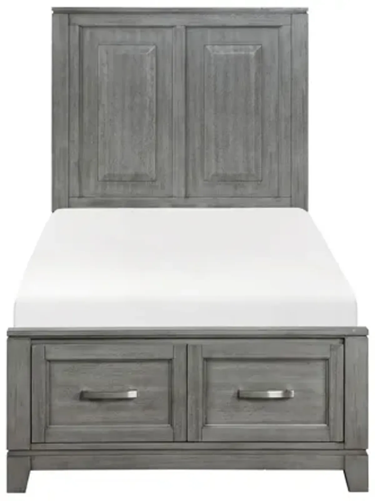 Garretson Twin Platform Bed with Footboard Storage - Gray