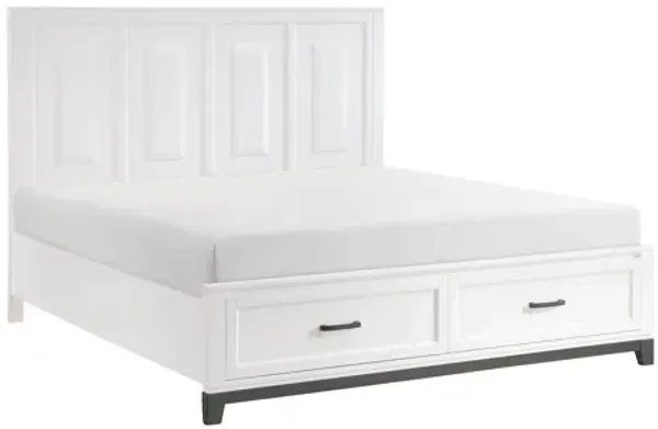 Garretson King Platform Bed with Footboard Storage - White