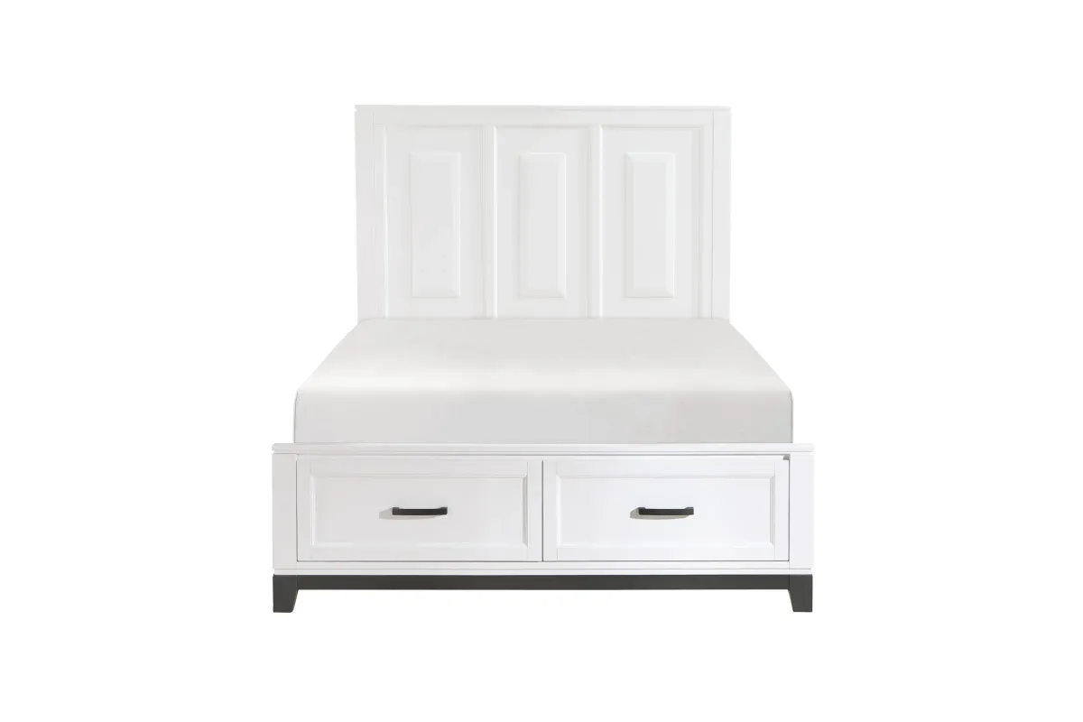 Garretson Queen Platform Bed with Footboard Storage - White