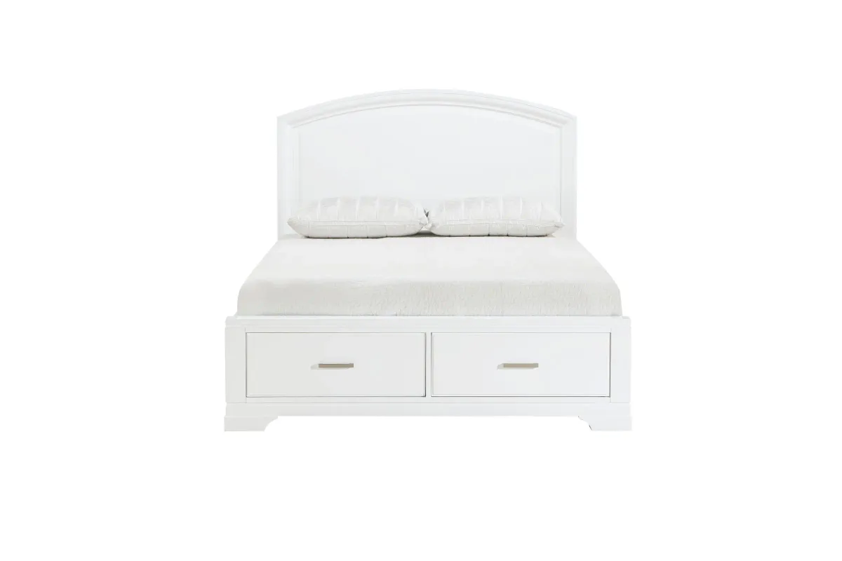 Hudson Queen Platform Bed with Footboard Storage - White