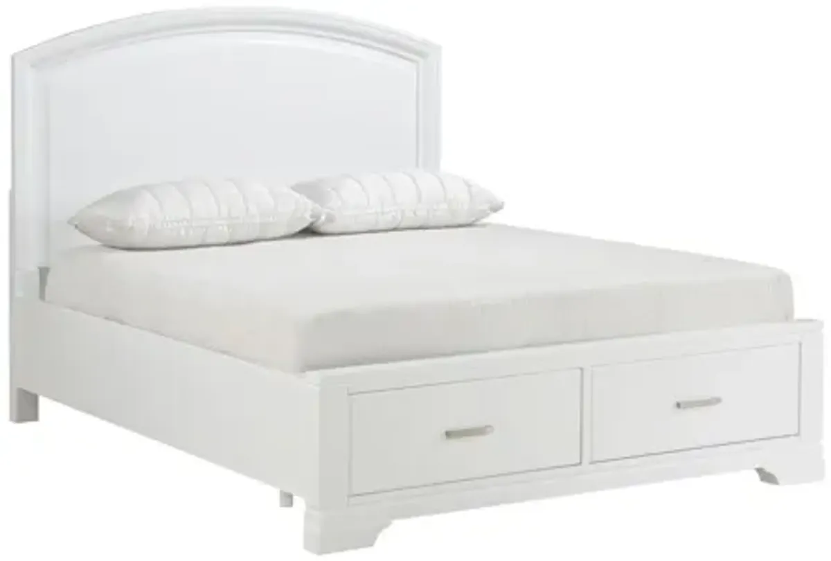 Hudson Queen Platform Bed with Footboard Storage - White