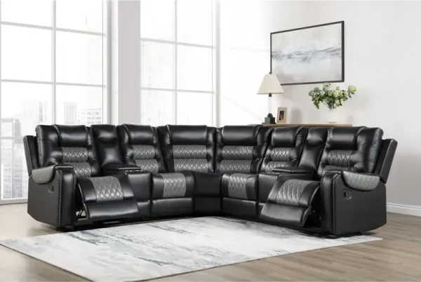Hart 3-Piece Sectional - Black/Gray