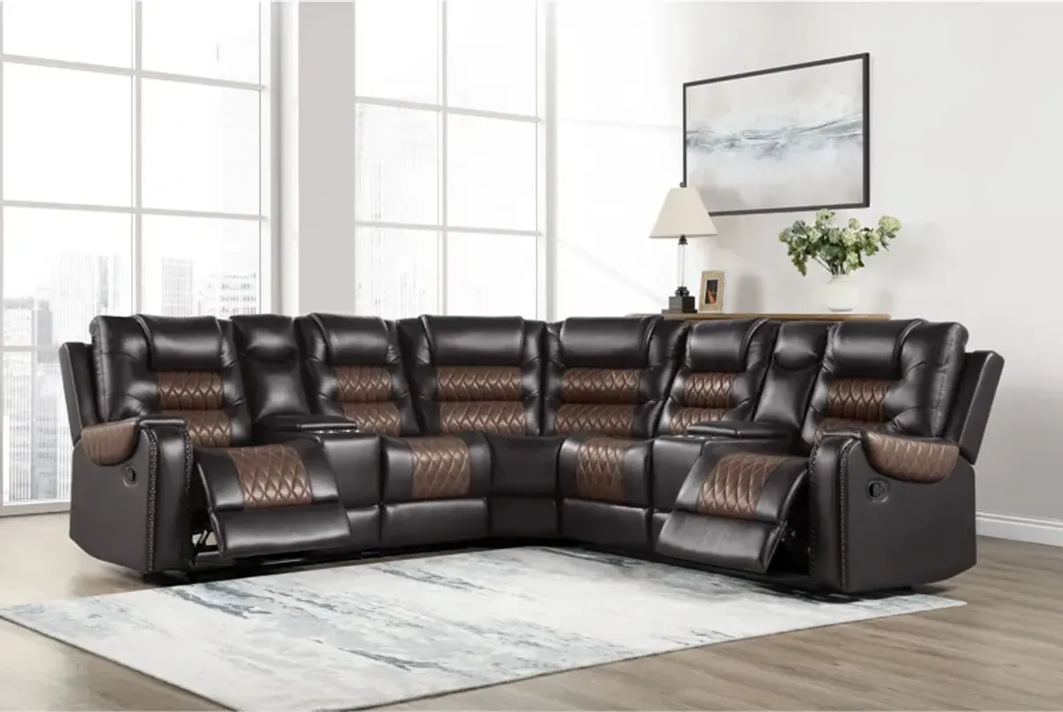Hart 3-Piece Sectional - Black/Brown