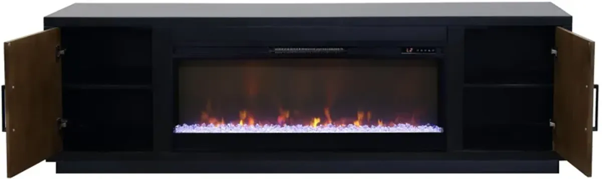 Aria 83 inch Fireplace TV Stand Black and Walnut