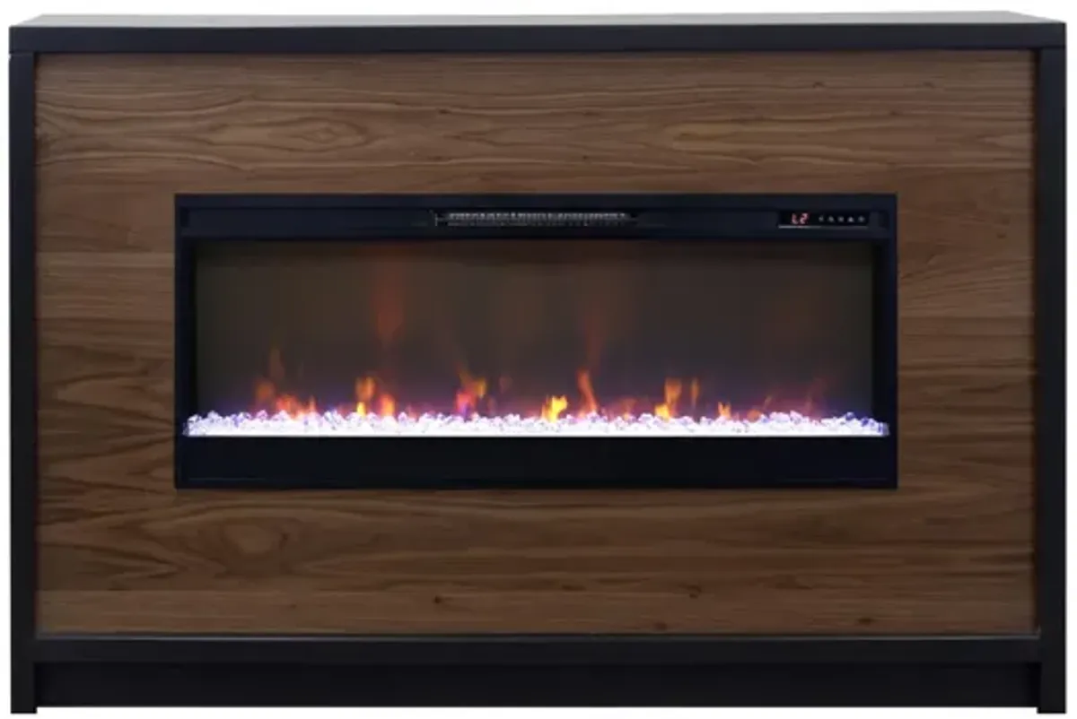 Aria 62" Fireplace Mantel - Black and Walnut