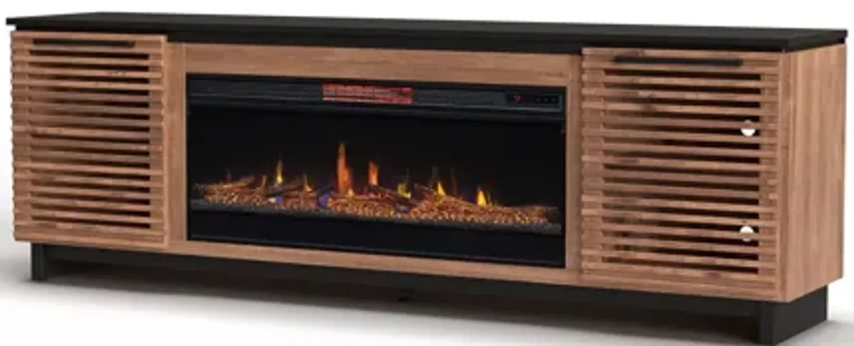 Graceland 86 inch Fireplace TV Stand Console - Black with Bourbon