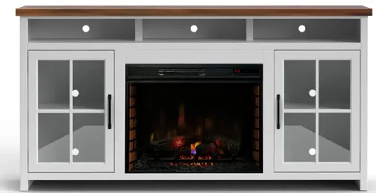 Hampton 74 inch Fireplace TV Stand Console - Jasmine  and Barnwood