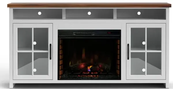 Hampton 74" Fireplace TV Stand Console - Jasmine  and Barnwood